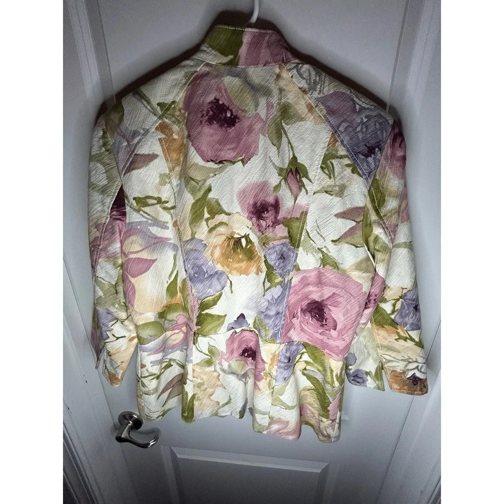 Vintage‎ 90's Coldwater Creek Floral AOP Pearl Snap Button Up Blazer Jacket